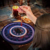 Tapis de Souris Décoratif en Gros, Motif Chat Noir de Dessin Animé, Signes du Zodiaque, Tapis de Jeu de Cartes de Tarot
