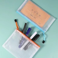Precio de fábrica Transparente A3 A4 A5 A6 Bolsa impermeable duradera Bolsa de malla de plástico de PVC Organizador de documentos Carpeta de archivos con cremallera