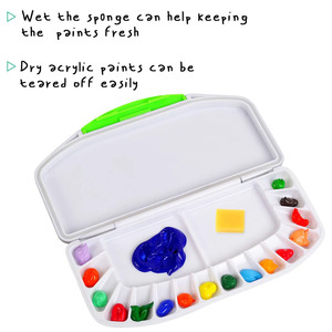 XinyiArt <span class=keywords><strong>Palette</strong></span> ronde en plastique argenté à 16 compartiments, hermétique et <span class=keywords><strong>facile</strong></span> à transporter, pour aquarelle et acrylique - Product Image 3