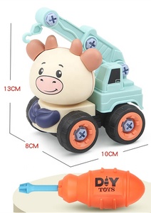 Bloques de construcción educativos para niños, juguetes de animales para montar en coche, camión mezclador, grúa, camión volquete, excavadora - Product Image 4