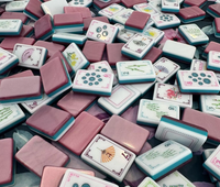Ensemble de Mahjong américain personnalisé de luxe, pliable, portable, en acrylique sculpté, rose clair, 4 couches, pour les jeux de société en famille ou comme cadeau