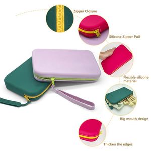 Large Capacity Portable Cosmetic Storage Bag With Zipper Waterproof Silicone Makeup Brush Pouch Soft Handle Candy Pattern Print - Product Image 3