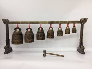 विस्तृत चीनी कॉपर मिश्र धातु नक्काशी 12 बेल ड्रैगन साधन झंकार - Product Image 4