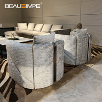 Fauteuil individuel de salon de style nordique, de haute qualité, luxueux, gris, en tissus importés, design confortable et doux, avec accoudoirs