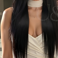 Perruque complète en cheveux humains noirs lisses, longue perruque à dentelle frontale transparente pour usage quotidien