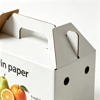 Boîte à fruits en carton ondulé personnalisée avec poignée, auto-érectible, impression CMYK 4 couleurs, emballage portable pour produits frais