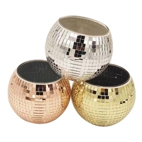 Porte-bougie en mosaïque de verre vintage à fond plat, pot à plantes avec lentille DISCO