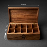 Coffret à thé en bois de noyer Landy Luxury à 10 compartiments, grande capacité, organisateur de rangement pour sacs, pour hôtel, vente en gros