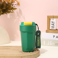 Gobelet à café en céramique dégradé 380 ml, tasse isotherme en acier inoxydable avec sangle