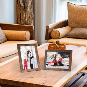 Juego de marcos de fotos de grano de madera MDF <span class=keywords><strong>para</strong></span> café desgastado 5x7 ecológico, 18 pantallas <span class=keywords><strong>para</strong></span> fotos de bodas familiares A1, pared de mesa - Product Image 3