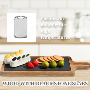 Planche à découper multifonctionnelle en bois d'acacia naturel avec poignée pour la cuisine Planche d'ardoise rectangulaire - Product Image 6