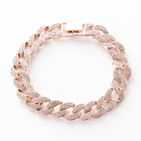 2025 vente en gros 15MM Miami chaîne cubaine glacé plein diamant strass or argent bracelets pour hommes femmes bijoux