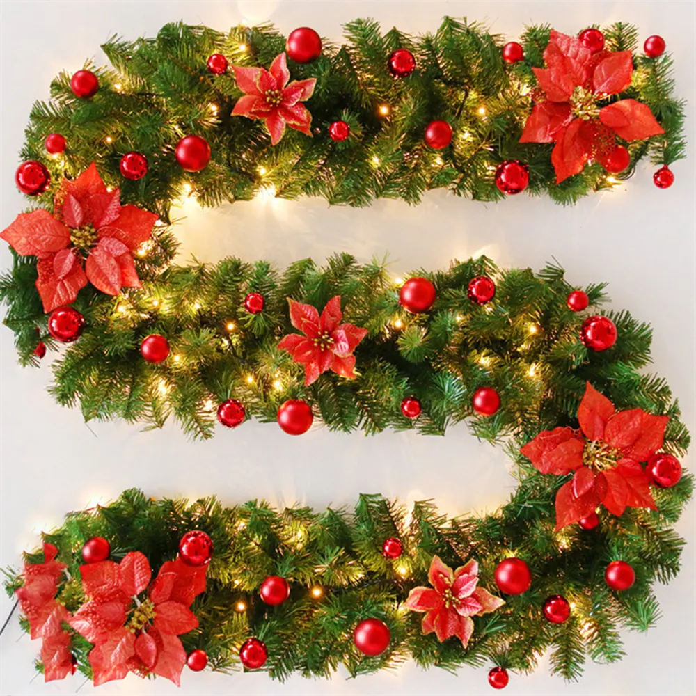 Hot Sales Winter New Year Home Decoration Ornament Supplies LED Light Indoor prelit Christmas Garland for Xmas Decorations