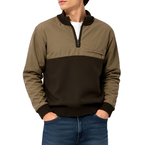 Fournisseur de sweats à col zippé : Sweat à col zippé personnalisé en molleton de coton pour les marques de vêtements américaines, faible MOQ, personnalisation du logo - Product Image 1