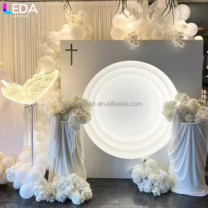 ฉากหลังงานแต่งงาน LEDA แบบกำหนดเอง โมเดิร์น สีขาว ขนาดใหญ่ รูปทรงกลม ทำจากอะคริลิค พร้อมไฟ LED - Product Image 4