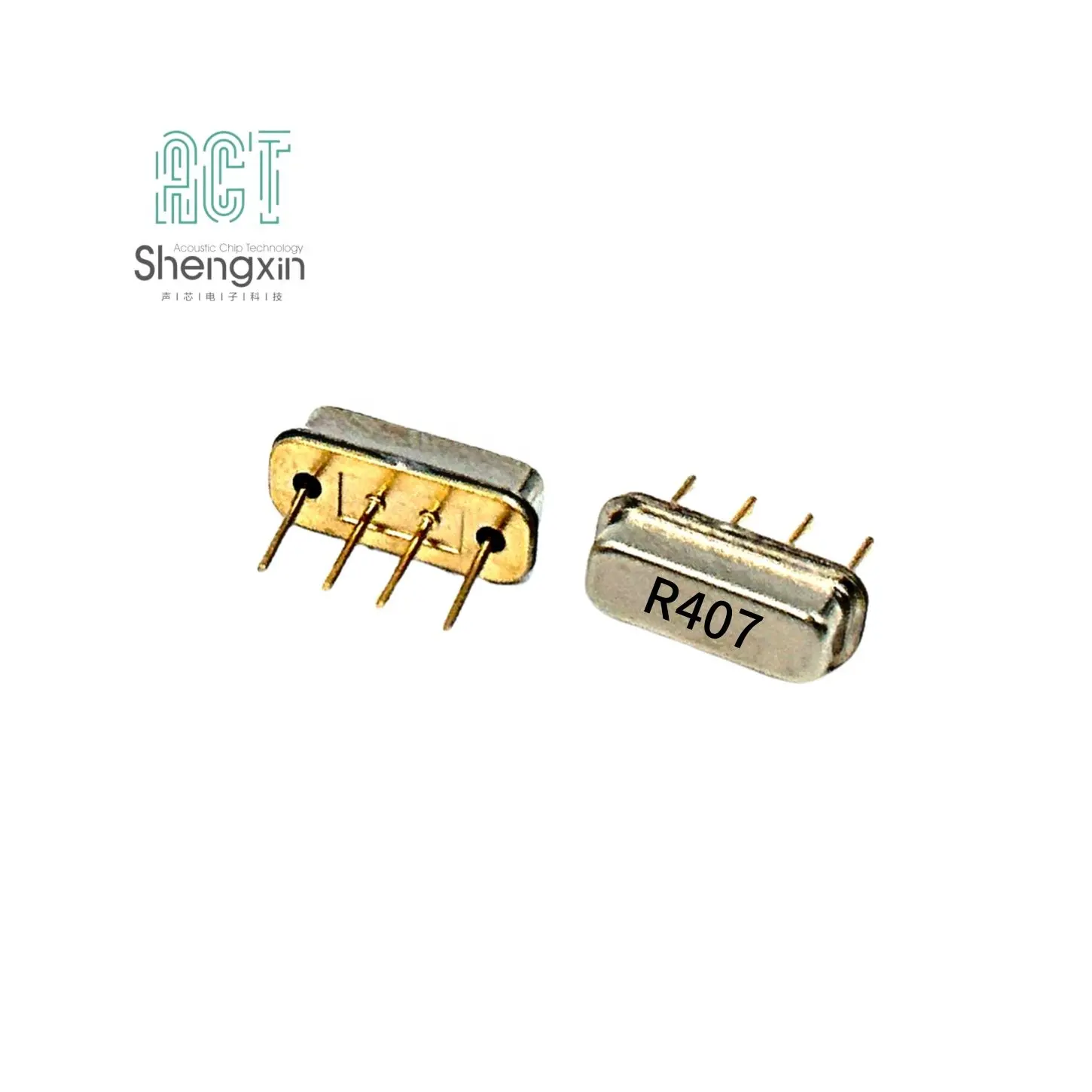 Resonador de sierra de chip acústico de 4 pines R407.300MHz de 2-100kHz para sistemas de seguridad de antena parabólica de control remoto