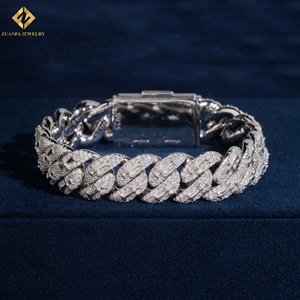 Luxury Men's 925 Silver Moissanite Cuban Link Chain Rhodium Plated Hiphop <b>Statement</b> <b>Necklace</b> GRA Certified Baguette Cut - Product Image 4