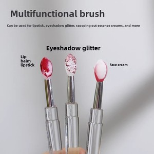 Mini Silicone Lip Brush Transparent <b>Rod</b> <b>Plastic</b> Handle with Lid Portable Lip Gloss Applicator - Product Image 4