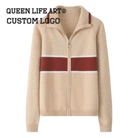 Pulls de luxe personnalisés pour femmes avec logo à l'avant, motifs rayés, décoration appliquée, chandails personnalisés de faible qualité pour femmes