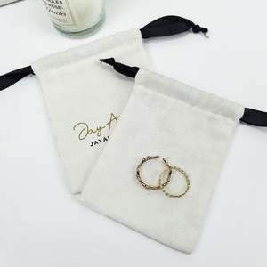 Wholesale Fashionable Custom Logo Cotton Jewelry <b>Pouches</b> Canvas Jewelry Bag Small Canvas Gift Jewelry <b>Drawstring</b> <b>Pouch</b> - Product Image 5