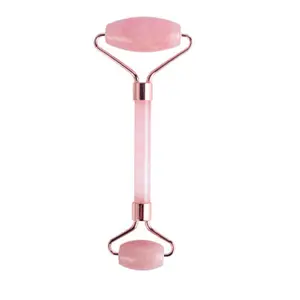 Rouleau de Jade pour le visage en Quartz Rose naturel, outil de massage Facial, DermaRoller, pour le soin de la peau, rouleau de glace pour l'élimination des rides, outil de beauté