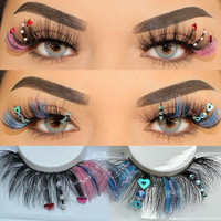 Meilleures ventes en gros, échantillon gratuit : Autres faux cils, bande de cils à paillettes 15 mm, bande de cils en vison à paillettes