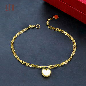 Pulsera de Corazón de Oro Puro de 18k de Moda, Joyería de Oro Real de 18k con Certificado Au750, Pulsera de Oro Real de 18k - Product Image 1