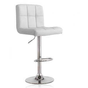 Modern Faux PU Leather <b>Bar</b> <b>Stool</b> Grid Quilted Back Chrome Metal Base Adjustable <b>Swivel</b> Counter Chair for Home <b>Bar</b> Restaurant Hot - Product Image 6