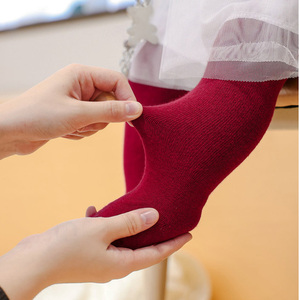 Collants en coton pour bébés filles, collants tricotés pour tout-petits, leggings unis à haute élasticité pour le printemps et l'automne - Product Image 2