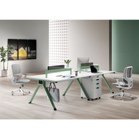 Ensemble de bureau modulaire moderne en forme de L avec cloison pour poste de travail de 3 à 10 personnes