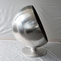 Aluminium aviateur simple salon loisirs canapé en cuir PU bol rond boule chaises salon salon meubles