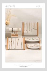 Environment Protection Stackable Jewelry Trays Solid Wood Microfiber Jewelry Display Stand - Product Image 6