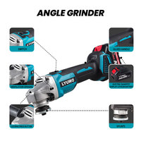 Meuleuse d'angle sans fil LYUWO 20V 800W 125mm à moteur sans balais avec 10000 tr/min, protection de sécurité de qualité industrielle et DIY pour la découpe de métaux