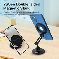 Penyangga Ponsel Magnetik Lipat, 360 °   Penyangga Ponsel Aluminium yang Dapat Disesuaikan dengan Lubang Sekrup Tripod 1/4"