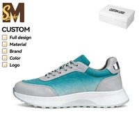Zapatillas Deportivas Casuales de Malla Degradada Verde Azulado para Hombre, Ligeras, con Suela Gruesa y Cómodas para Caminar