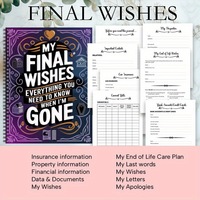 Spirale Mes Derniers Souhaits Journal Violet Or Couverture Papier Durable Arrangement Funéraire Héritier Plan Planification de la Vie Will Organisateur Livre