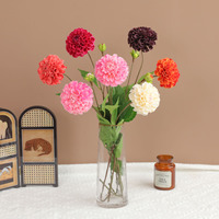 Fleurs de dahlia en soie haut de gamme, faites à la main, modernes, réalistes et hydratantes, à double tête, branche unique, pour salon et table à manger