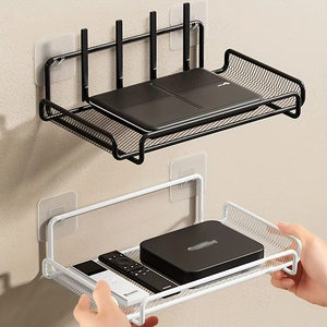 Étagère Murale pour Routeur en Acier Inoxydable, sans Perçage, Organisateur Gain de Place pour Boîtiers TV, <span class=keywords><strong>Clés</strong></span> et Petits Objets dans le Salon - Product Image 1
