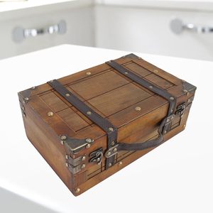 Cofre del Tesoro de madera Rectangular grande antiguo, tamaño personalizado, caja de embalaje Vintage hecha a mano, almacenamiento de joyería de laca multifuncional - Product Image 1