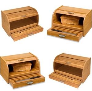 صندوق خبز خيزران متوسط تقنية تلميع ورنيش جديدة في الولايات المتحدة الأمريكية وأوروبا لتنظيم المطبخ صندوق خبز ديكور منزلي مخصص - Product Image 2