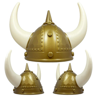 Casque de guerrier viking lumineux à LED, très populaire, avec chapeau doré et cornes clignotantes rouges et bleues, pour costume d'Halloween, autonomie de plus de 20 heures