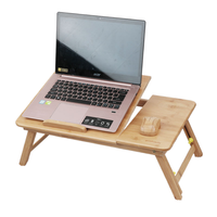 Petit bureau d'ordinateur portable en bambou plateau de petit déjeuner réglable Table pliante lit avec plateau inclinable