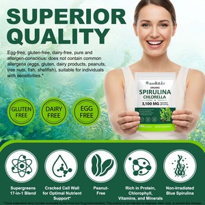 Acentiallabs 300 <span class=keywords><strong>Softgels</strong></span> Spirulina <span class=keywords><strong>Chlorella</strong></span> Voedingssupplement 17 In 1 Supergeens Mix Organische Spirulina <span class=keywords><strong>Chlorella</strong></span> <span class=keywords><strong>Softgels</strong></span> - Product Image 4