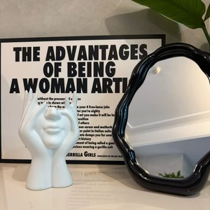 Human Figure Art Desk Organizer <b>Pen</b> Holder Makeup Brush Storage <b>White</b> Black Face Design Plastic Adjustable Cosmetic Use - Product Image 1