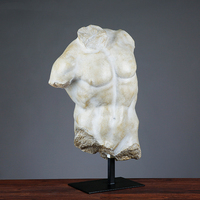 Sculpture de torse vintage antique en résine avec base en métal