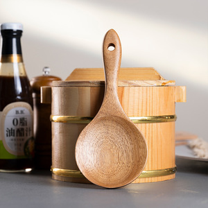 Ensemble d'ustensiles de cuisine en bois massif naturel cuillères à mélanger spatules louches passoire <span class=keywords><strong>cuillère</strong></span> fourchette à salade ustensile pour la cuisson - Product Image 3