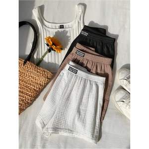 Shorts d'été personnalisés pour femmes, lot de 3, taille élastique, jambes larges, coton, décontractés, respirants - Product Image 4