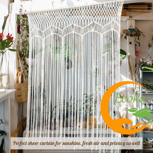 Rideau en macramé moderne personnalisé Ecoka Vietnam 100% coton pour porte, fenêtre, mur ondulé, décoration de salon, chambre à coucher - Product Image 1