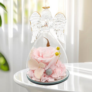 Rose éternelle, petit ange, décoration sous cloche en verre, coffret cadeau, Saint-Valentin, cadeau de Noël, décoration de maison prête à poser - Product Image 6
