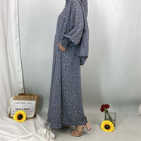 Abaya Premium à Imprimé Floral avec Hijab Assorti, Poches Zippées, Robe Modeste pour Femmes Musulmanes, Vente en Gros Islamique, Abaya Quotidienne de Dubaï